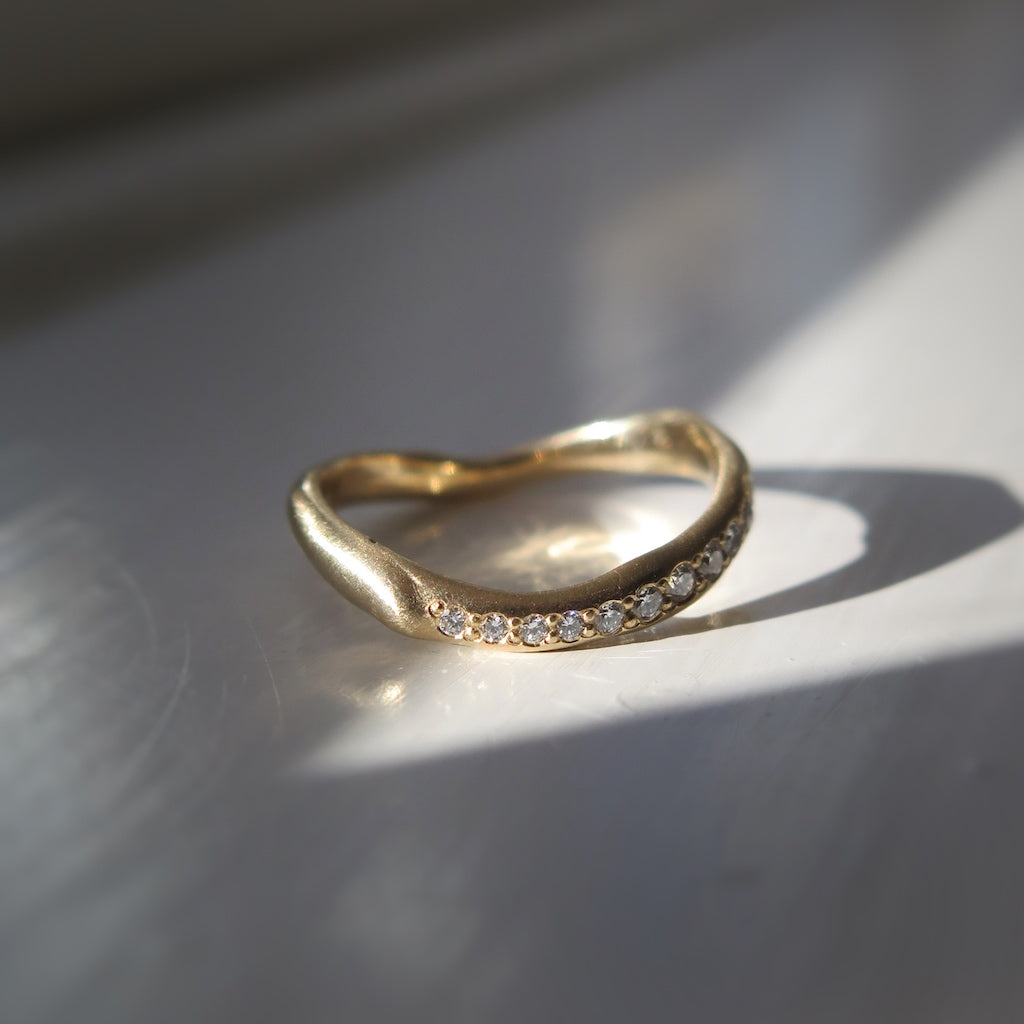 Soft Touch Half Eternity Diamond Wave Ring by Pernille Holm Jewellery