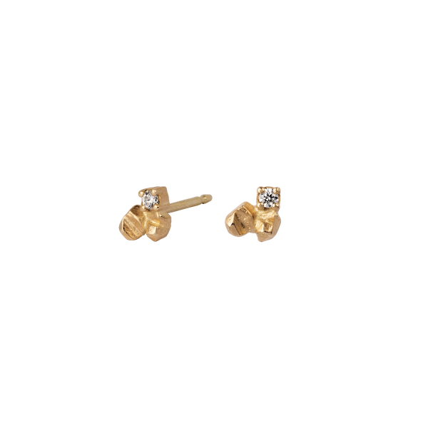 Double Gold Nugget Diamond Studs by PHJ