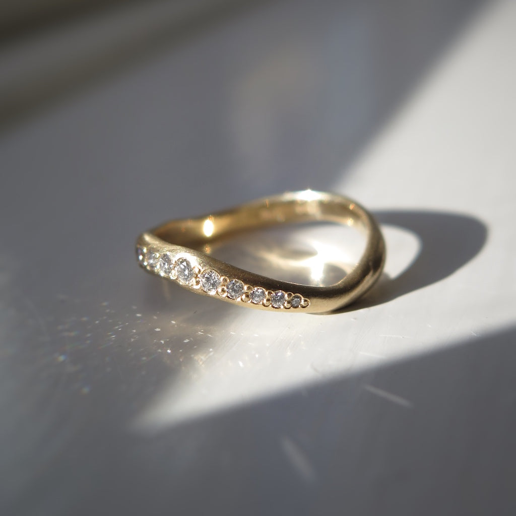 Soft Touch Half Eternity Diamond Wave Ring by Pernille Holm Jewellery