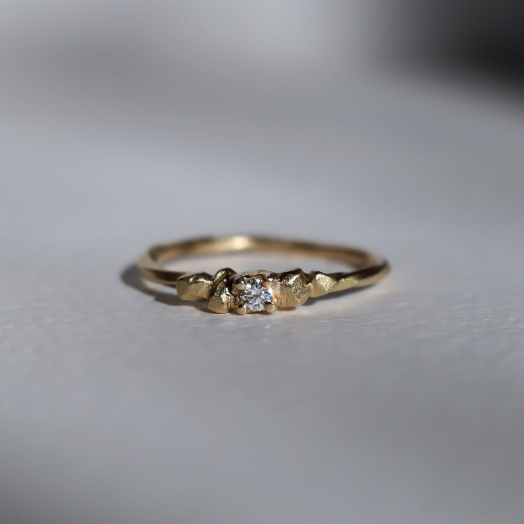 Delicate Gold Nugget Diamond Solitaire Ring By PernilleHolm
