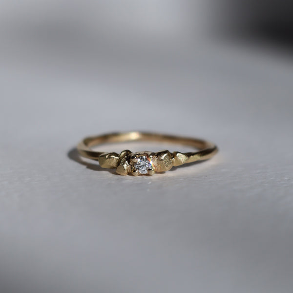 Delicate Gold Nugget Diamond Solitaire Ring By PernilleHolm
