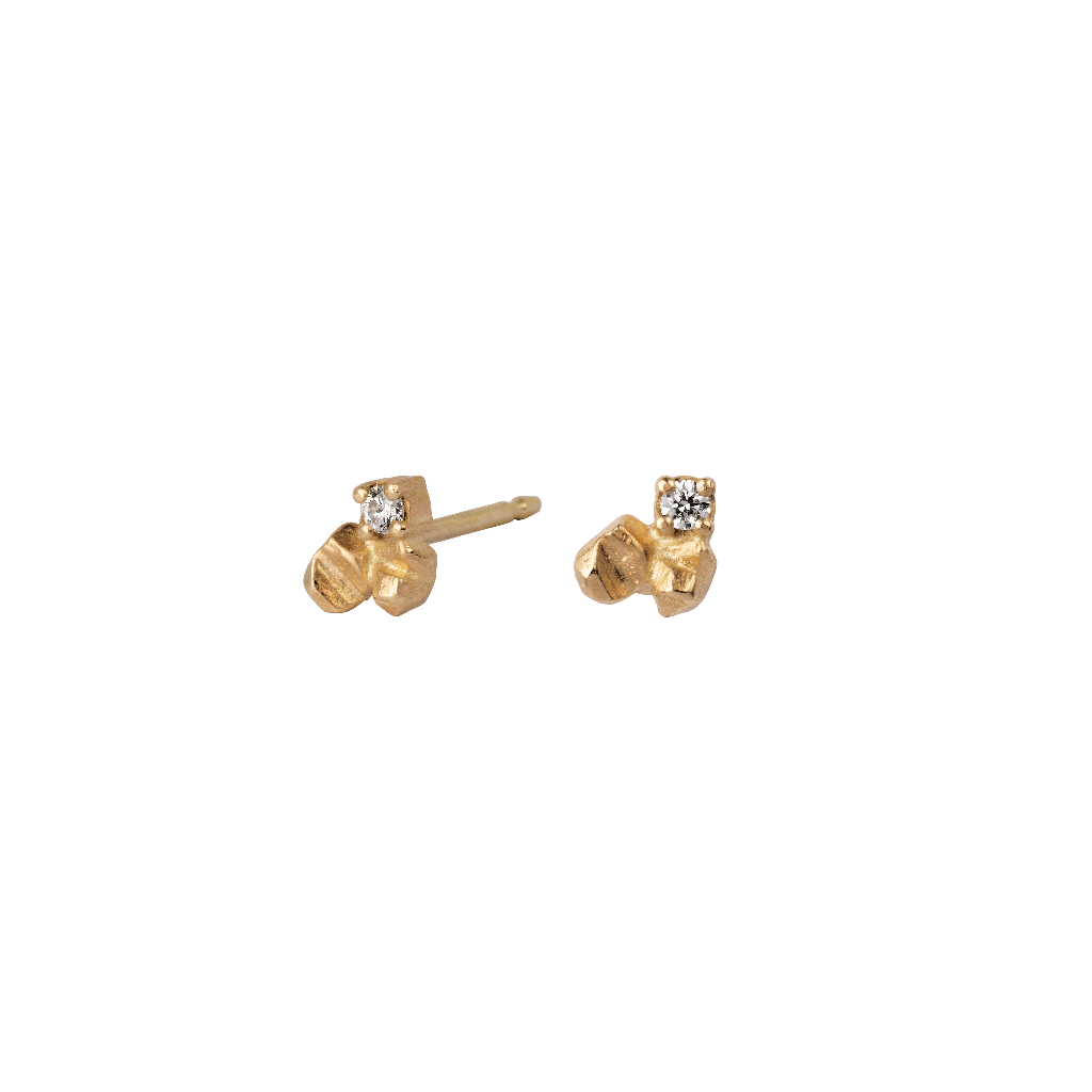 Double Gold Nugget Diamond Studs by PHJ 