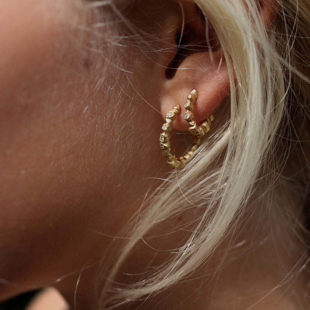 Gold Nugget Hoop Medium by Pernille Holm Jewellery